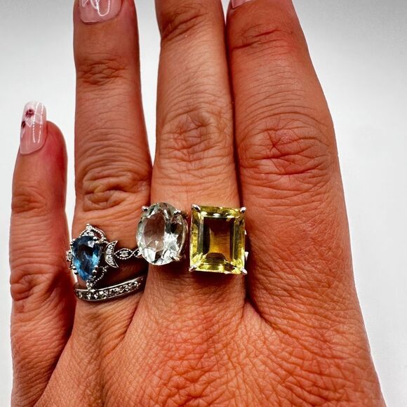 NWOT Stunning Green Quartz/Lemon Quartz ring in Sterling Silver! - Picture 4 of 9